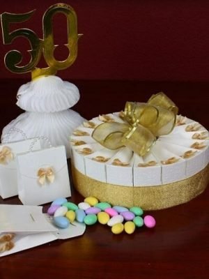 1 Tier Gold Anniversary Favor Cake