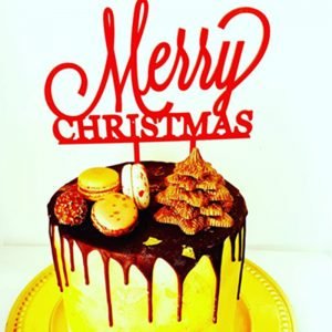 Red Acrylic Christmas Cake Topper