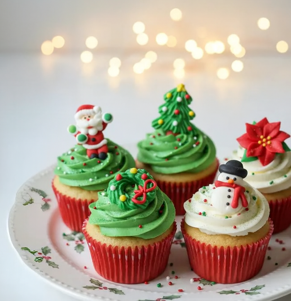 Christmas Sugar Cupcake Decorations